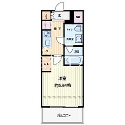 プレール・ドゥーク川口並木 1Kの間取図画像