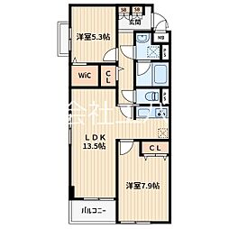 川口市芝3丁目アパート 2LDKの間取図画像