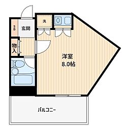 アクアコースト26 ワンルームの間取図画像