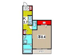 グランエスポワール 1Kの間取図画像