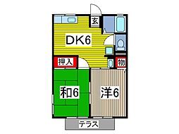 シティハイムジュネス 2DKの間取図画像