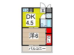 志陽ハイツK&I 1DKの間取図画像