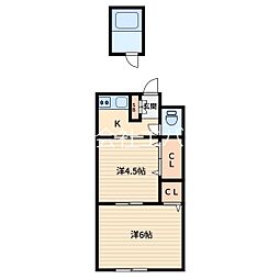 城石荘 2Kの間取図画像