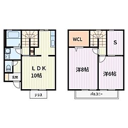 クレセント弐番館 2SLDKの間取図画像
