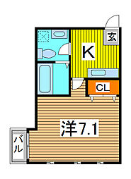 Aレガート蕨 1Kの間取図画像