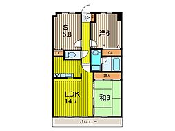 ロイヤルメドゥ北戸田 2SLDKの間取図画像