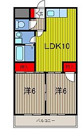 セントポール川口 2DKの間取図画像