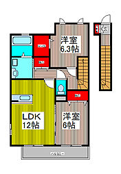 プランドール・ビアンB 2LDKの間取図画像