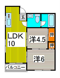 川口グレースマンション 2LDKの間取図画像