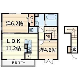オルソ南鳩ヶ谷 2LDKの間取図画像