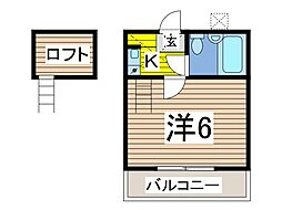 プライズ川口芝 ワンルームの間取図画像