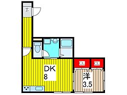 フラッツみはし 1LDKの間取図画像