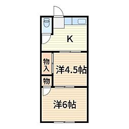桜荘 2Kの間取図画像