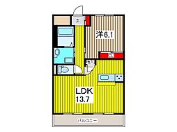 サンライズ氷川町 1LDKの間取図画像