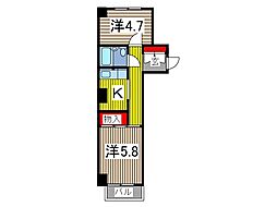 ベルメゾン並木 2Kの間取図画像