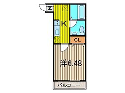 レインボー蕨 1Kの間取図画像