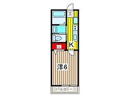 Espacio芝A 1Kの間取図画像