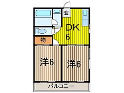三星マンション 2DKの間取図画像