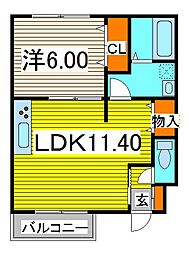 ハイツブエイ 1LDKの間取図画像