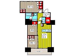 プラウドタワー川口クロス 3LDKの間取図画像