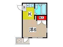 浅野ビル 1Kの間取図画像