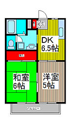 パークハイツ・ヨコテ 2DKの間取図画像