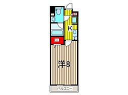 アルファコート蕨3 1Kの間取図画像