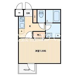 genoviawarabi 1Kの間取図画像