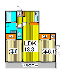 ルノン 2LDKの間取図画像
