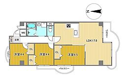 エバーグリーン住吉 3LDKの間取図画像