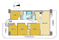 ライオンズマンション住之江公園 3SLDKの間取図画像
