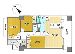 プレサンス住吉リファイン 3LDKの間取図画像