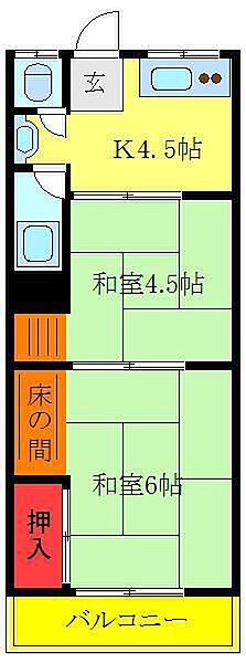 山口マンション ｜東京都北区赤羽2丁目(賃貸マンション2K・2階・31.35㎡)の写真 その2