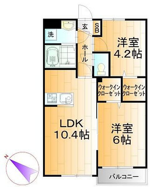 ミリアビタ稲荷木 205｜千葉県市川市稲荷木2丁目(賃貸アパート2LDK・2階・47.76㎡)の写真 その2