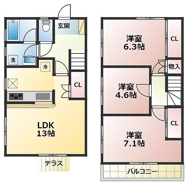 ファイン・ヴィレッジ妙典 1号室｜千葉県市川市妙典4丁目(賃貸アパート3LDK・1階・74.52㎡)の写真 その2