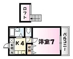 ＳＯＵＴＨ　ＷＩＮＧ 2階1Kの間取り