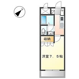 レイクデッキｙｓ 2階1Kの間取り
