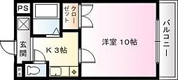 ブリリアント平田 2階1Kの間取り