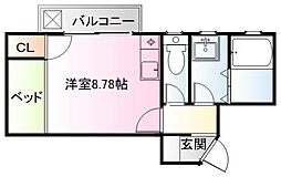 ナカヤブキングダム ワンルームの間取図画像