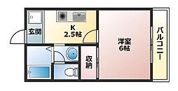 コーポ多田 1Kの間取図画像