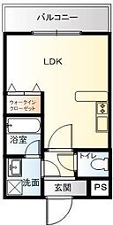 京町キングダム ワンルームの間取図画像