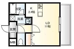 城町キングダム ワンルームの間取図画像