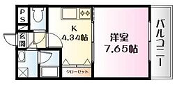 ハミルトンプリンセス 1Kの間取図画像