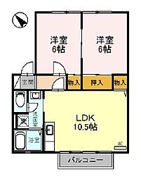 ウィンディアおだ・A 2LDKの間取図画像