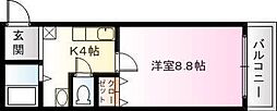 ウエストウイング 1Kの間取図画像