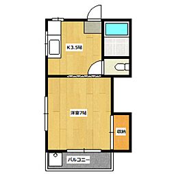 タカハシハイム 1Kの間取図画像