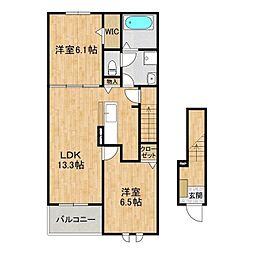 N1 2LDKの間取図画像