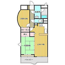 ガーデンヒルズ久松 2LDKの間取図画像