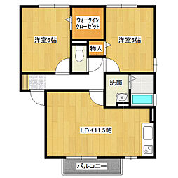 プラム桜川A 2LDKの間取図画像