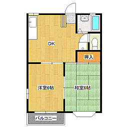 グリーン・パークC棟 2DKの間取図画像